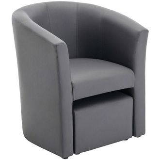 Vente-Unique Vente-unique - Poltrona cabriolet e pouf in Similpelle Grigio - jovana