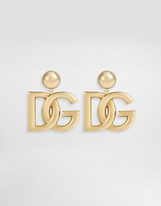 Dolce & Gabbana Clip-on Earrings With Dg Logo - Woman Bijoux Gold Metal Onesize