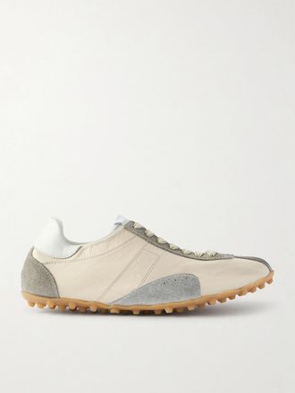 Maison Margiela Sneakers In Pelle Testurizzata Con Finiture In Camoscio Sprinter - Crema