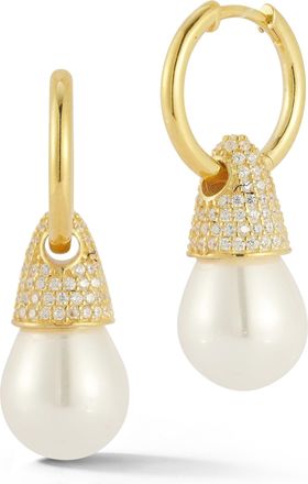 Glaze Jewelry Sterling Silver Pearl Hoop Earrings
