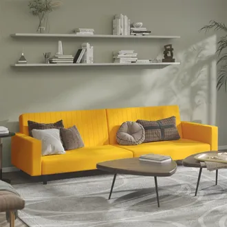 vidaXL Sof&aacute; Cama De 2 Plazas Terciopelo Amarillo Vidaxl