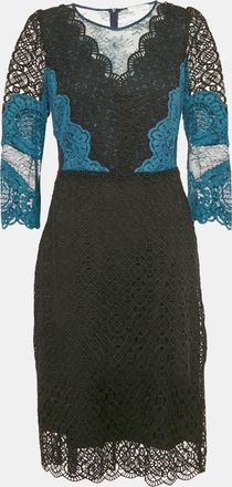 Sandro Teal/black Lace Midi Dress