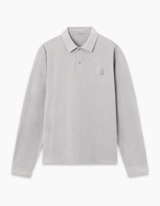 Stone Island Mens S0F11 PATCH LOGO LS POLO - Brown/Cream - Size: 38