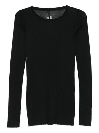Rick Owens Black Semi-sheer Long-sleeve Top