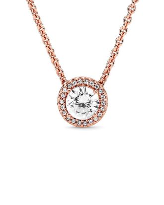 Pandora Timeless 14K Rose Gold Plated Cz Pendant Necklace