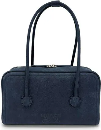 Margesherwood Soft Boston Small Nubuck Leather Shoulder Bag in Indigo Nubuck at Nordstrom