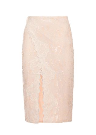 Miss Bikini Knee-Length Midi Skirt With All-Over Sequins And Lace Accents