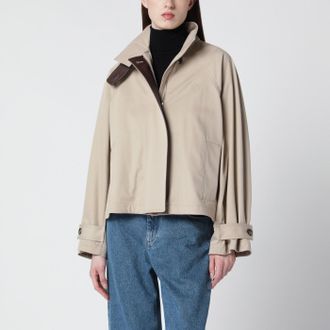 Loewe Short beige cotton and silk parka
