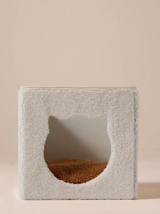 Vertbaudet Katzenh&ouml;hle aus Teddyfleece, faltbar, mit herausnehmbarem Kissen wei&szlig;