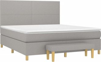 vidaXL Vidaxl - Cama Box Spring Con Colch&oacute;n Tela Gris Claro 160x200 Cm