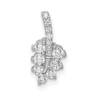 Diamond2Deal 14K White Gold Lab Grown Diamond Small Leaf Chain Slide Pendant (0.25ct, VS, G-H)