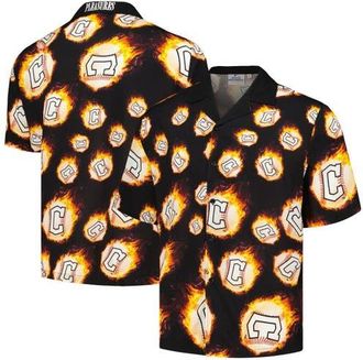 Pleasures Mens PLEASURES Black Cleveland Guardians Flame Fireball Button-Up Shirt at Nordstrom, Size Small