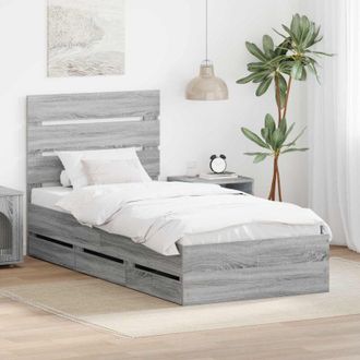 vidaXL Estructura De Cama Gris Sonoma 90 X 190 Cm Madera Ingenieril Vidaxl