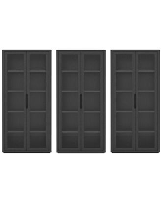 Manhattan Comfort Set Of 3 Rivington Modern Bookcase Cabinets (5-Shelf)