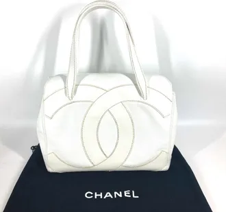 Chanel White Caviar Leather Shoulder Bag Tote Bag (Pre-Owned)