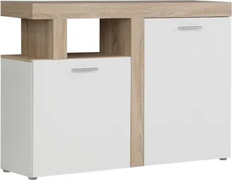 Home Heavenly Aparador 2 puertas y espacio de decoración en blanco y roble