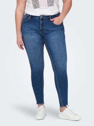 Only Carmakoma Skinny-fit-Jeans ONLY CARMAKOMA CARWILLY REG SK ANK RW DNM TAI263 NOOS, Damen, Gr. 42, L&auml;nge 32, blau (medium blau denim), Denim/Jeans, Obermaterial: 