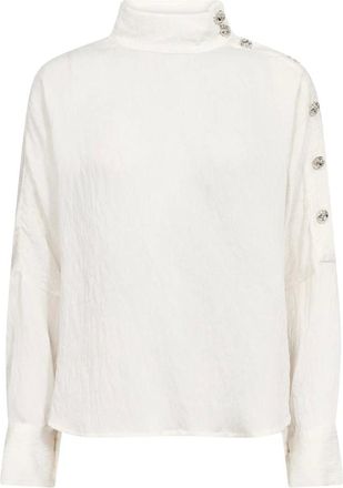 Co'Couture Camello CC Asym Button Blouse - Blouses & Shirts - Mujer - Blanco - M