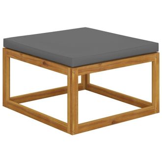 Berkfield Home Footrest with Dark Grey Cushion Solid Wood Acacia