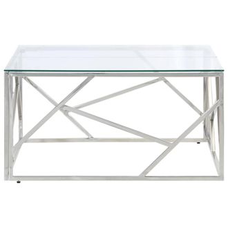 Berkfield Home Modern Coffee Table Silver Stainless Steel & Tempered Glass