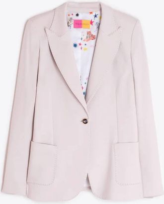 Vilagallo Womens Structured Jacket With Heart Buttons In Beige