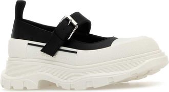 Alexander McQueen Womens Two-Tone Leather And Rubber Ballet Flat Black Shoe Textile Upper