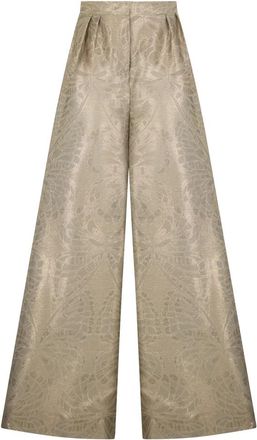 Alberta Ferretti Wijde Broek - Dames - Wijde Broeken - Beige - S - Katoen - Broeken