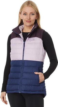 L.L.Bean Down Vest Color-Block Womens Coat Eggplant/Lavender Ice : LG, Nylon