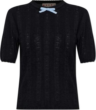 Marni Wollen top met ronde hals - Dames - Ronde hals truien - Blauw - 2XS - Wol - Truien & Vesten