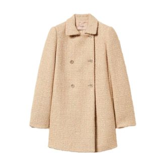 Twinset Beige Stijlvolle Jas voor Vrouwen - Dames - Mantel - Bruin - L - Jassen