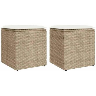 vidaXL Taburetes De Jard&iacute;n Con Cojines 2 Uds Beige 40x40x43 Cm Vidaxl