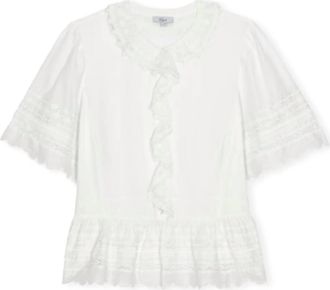 Rails Womens Keeta Ruffled Peter Pan Collar Top In White