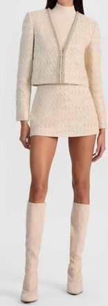 Alice & Olivia Kidman Embellished Tweed Jacket In Natural