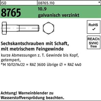 OEM Tornillo Hexagonal Iso 8765 V&aacute;stago M16x1,5x100 10.9 Galv.zinc. 25unid