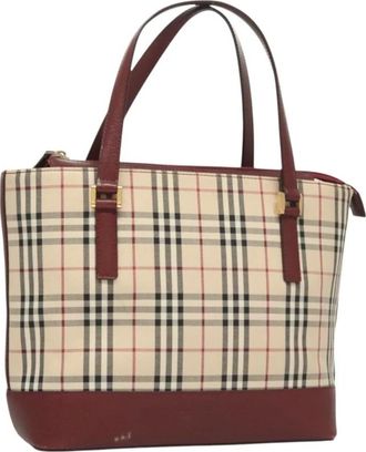 Burberry Pre-owned Handbags, female, Beige, Size: ONE SIZE Pre-owned Vintage Haymarket Tote Bag