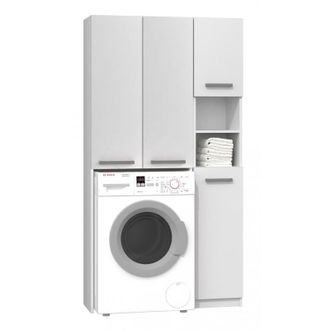 Hucoco Karli - Conjunto De Ba&ntilde;o Estilo Moderno - 96x30x183 - 4 Puertas+2 Baldas