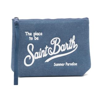 MC2 Saint Barth Clutches, female, Blue, Size: ONE SIZE Aline Canvas Clutch