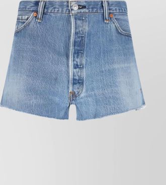 Re/Done straight denim shorts frayed hem