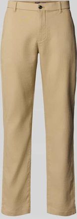 Tommy Hilfiger Slim Fit Leinenhose mit Logo-Stitching Modell DENTON SORONA in Beige, Gr&ouml;&szlig;e 31/32