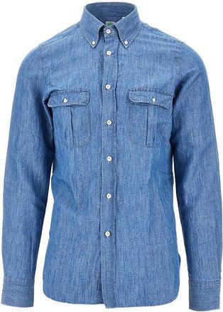 Finamore Cotton and linen denim shirt Man 40