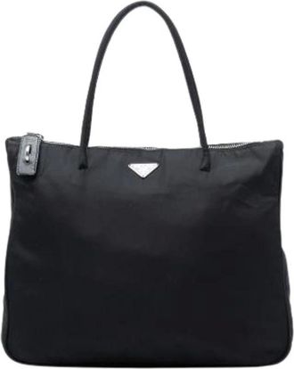 Prada Pre-owned Tote Bags, female, Black, Size: ONE SIZE Pre-owned Nylon Tote Bag