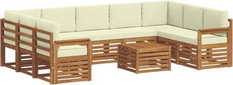 vidaXL Conjunto De Sof&aacute;s De Exterior 10 Uds. Natural Y Crema Vidaxl