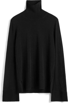 Toteme Zwarte Trui met Splitmouwen - Dames - Coltruien - Zwart - M - Truien & Vesten