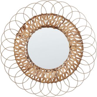 Beliani Beliani - Espejo De Pared De Jacinto De Agua Natural Beige 67 Cm Boho Recibidor Pamol