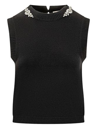 Semicouture crystal-embellished sleeveless top - women - Cashmere/Virgin Wool - M - Black