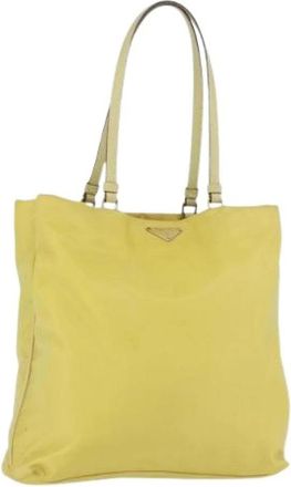 Prada Pre-owned Nylon Vintage Tote Bag - Dames - Vintage Shopper - Geel - ONE Size - Nylon - Vintage