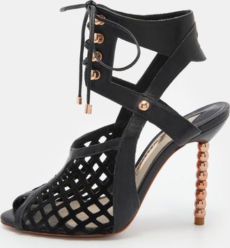 Sophia Webster Black Suede And Leather Jetta Ankle Tie Up Peep Toe Sandals
