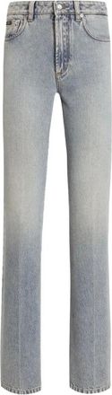 Dolce & Gabbana Jeans met logoplaat - Dames - Bootcut Jeans - Blauw - M - Katoen - Jeans