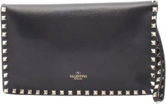 Valentino Pre-owned Rockstud Leren Clutch Tas - Dames - Vintage Clutch - Zwart - ONE Size - Leer - Vintage