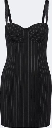 Dolce & Gabbana Pinstriped wool and silk-blend bustier dress